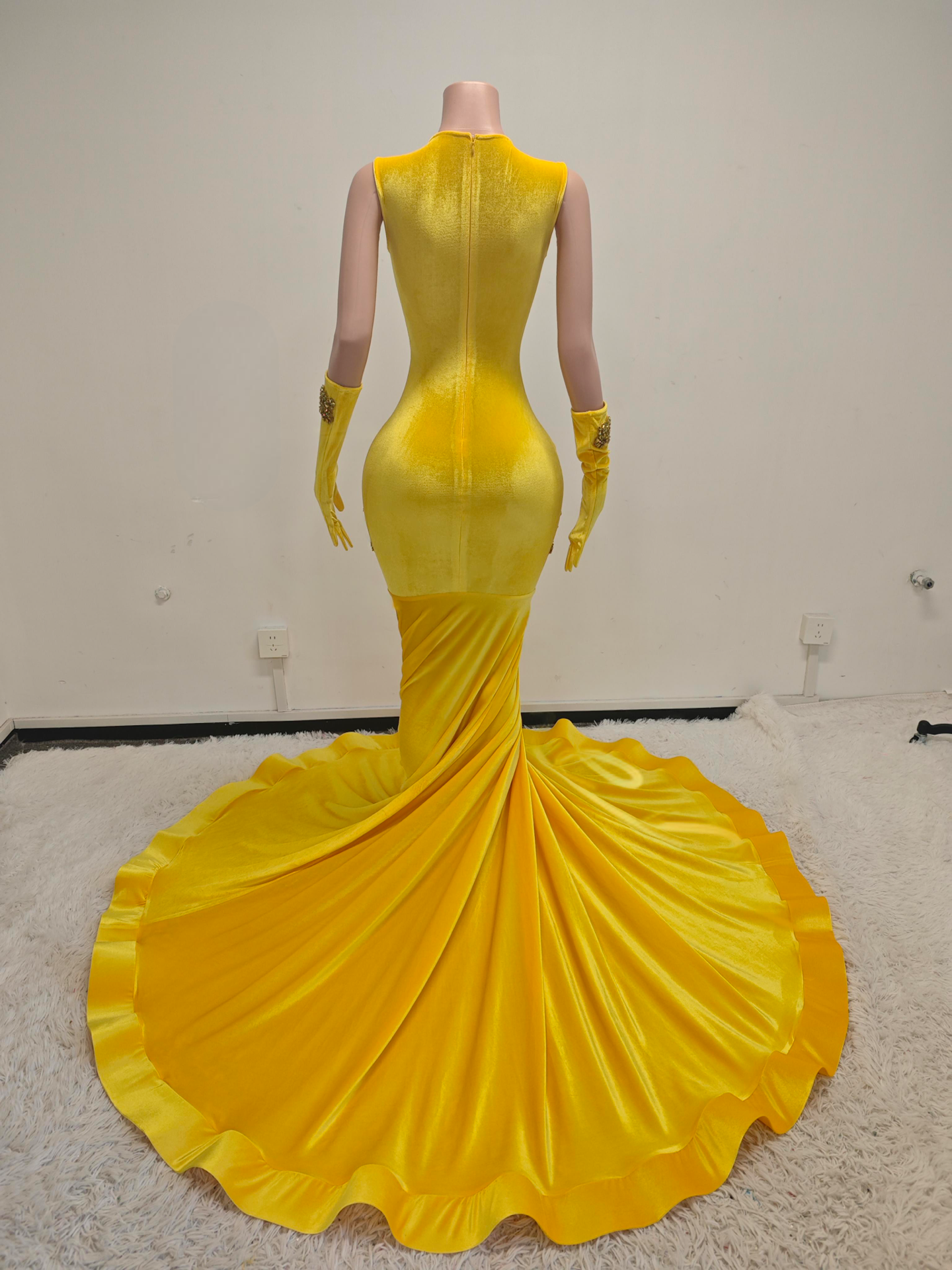 Yellow custom prom dress
