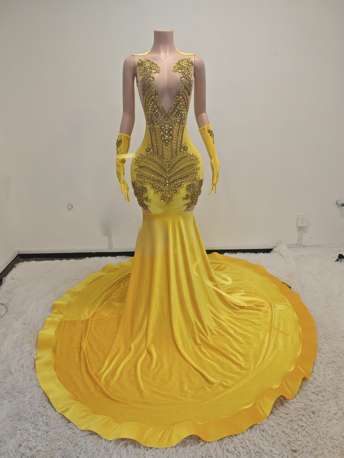 Yellow custom prom dress
